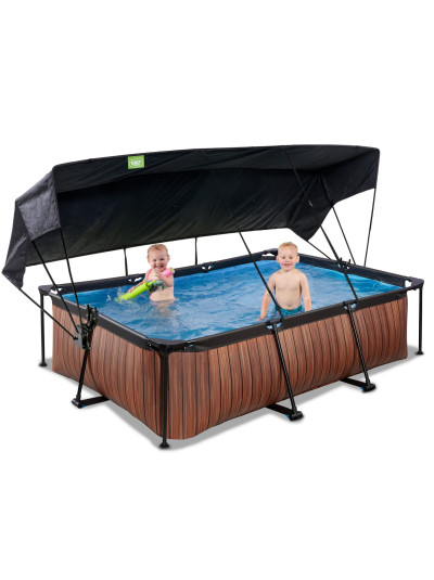 Басейн каркасний, EXIT з тентом 220х150х65 см "Дерево"